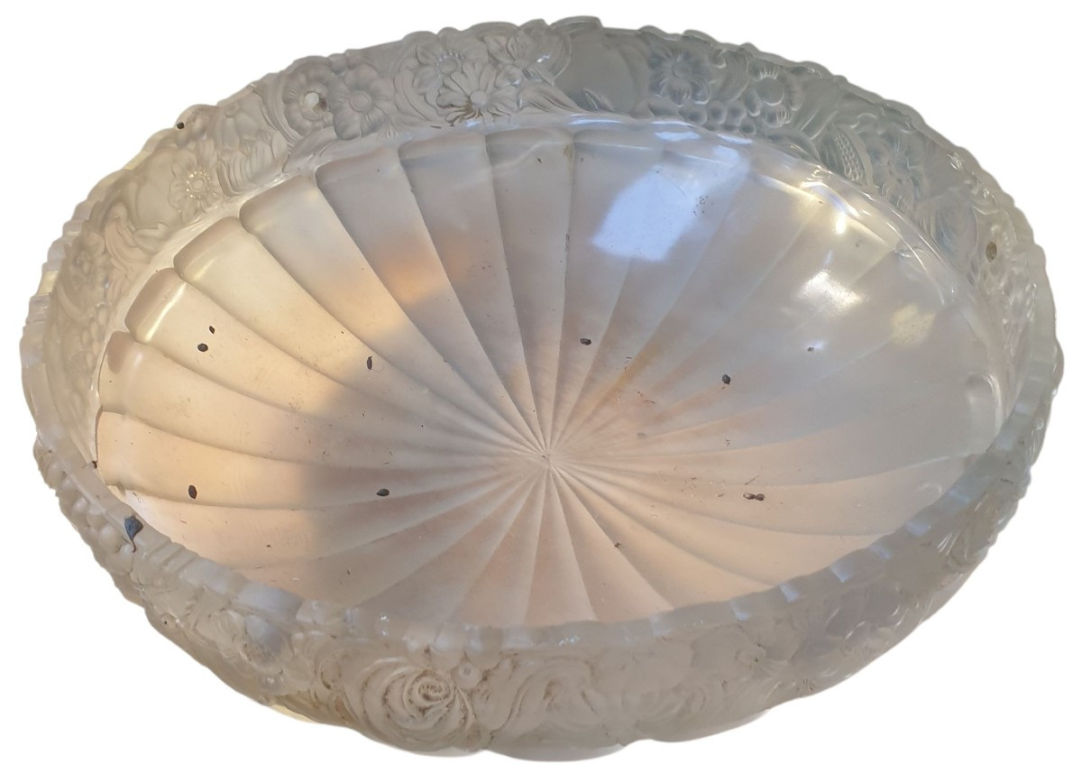 Art Deco Basin Chandelier In The Style Of Lalique Molded Glass -photo-4