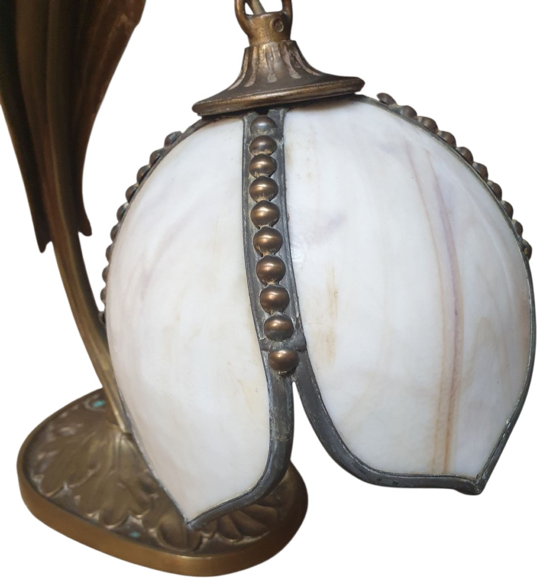 Lampe a posée bronze et opaline attribué à Charles ranc -photo-3