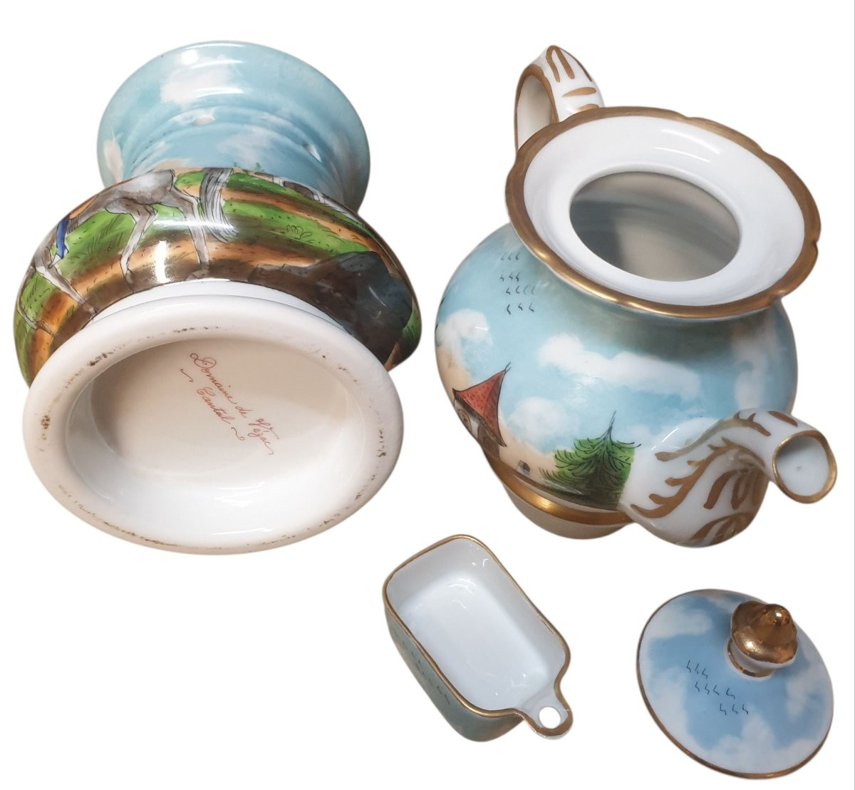 Ancienne tisanière théière en porcelaine de Paris -photo-2