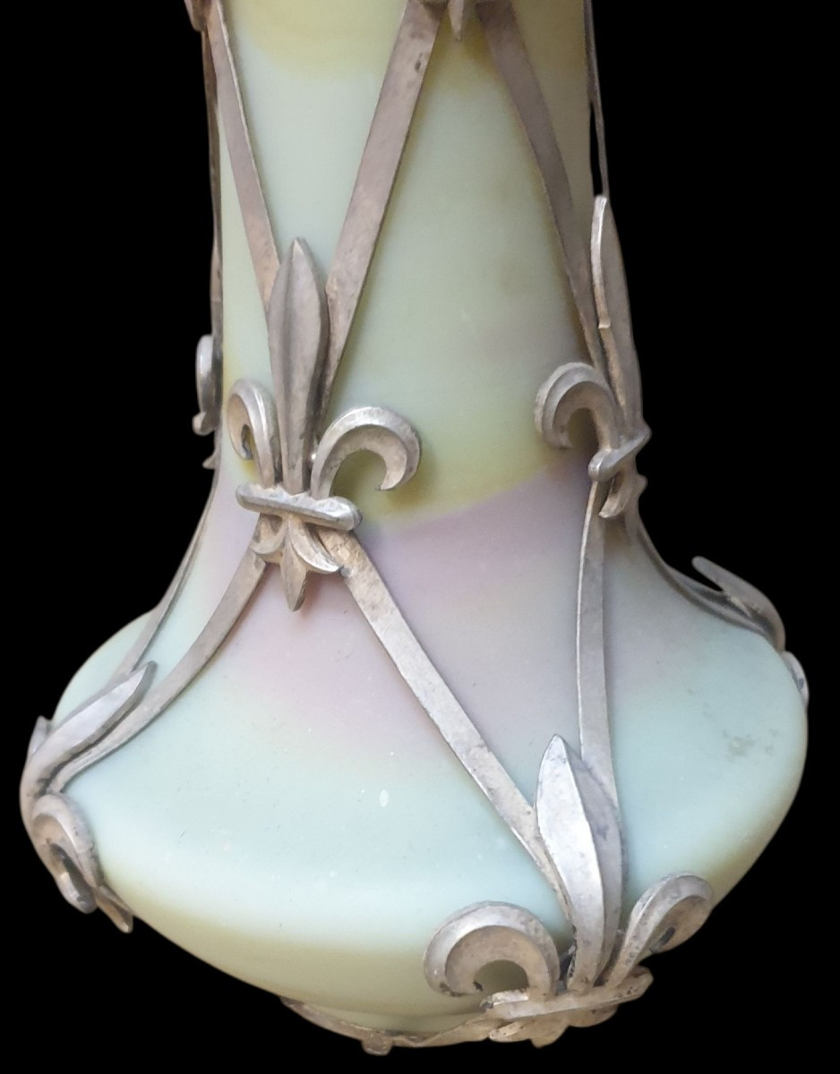 Vase En Cristal Marbré De Sèvres vers 1890-photo-4