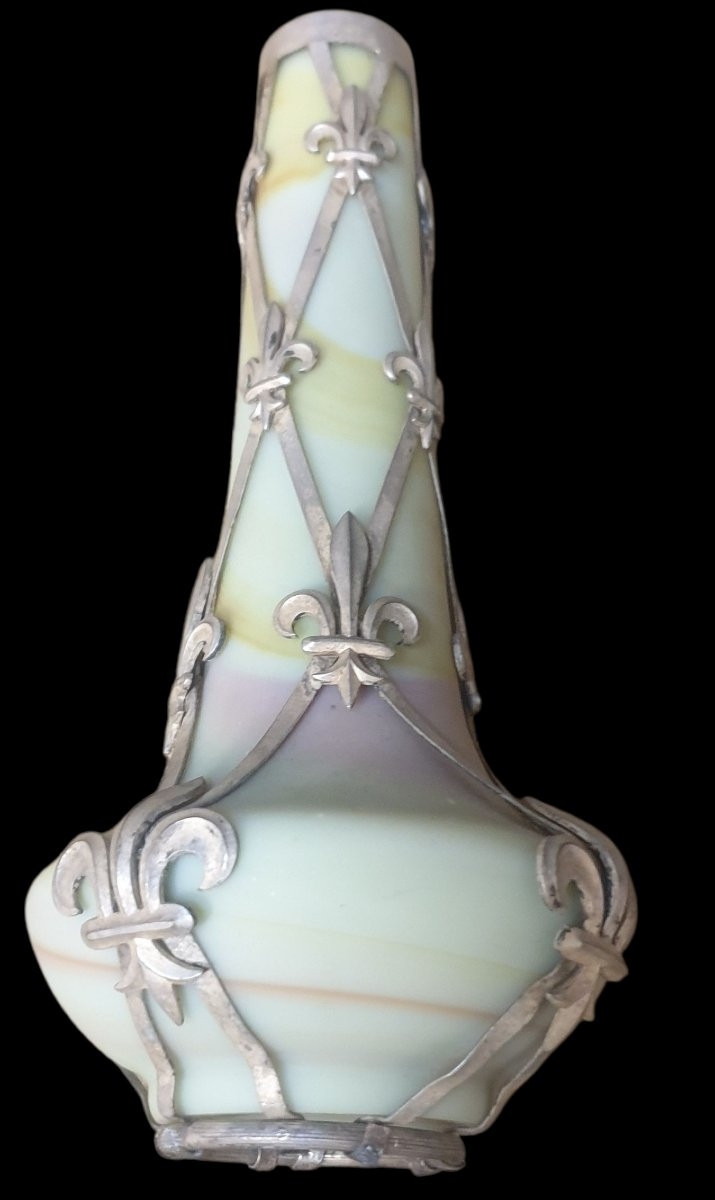 Vase En Cristal Marbré De Sèvres vers 1890-photo-4