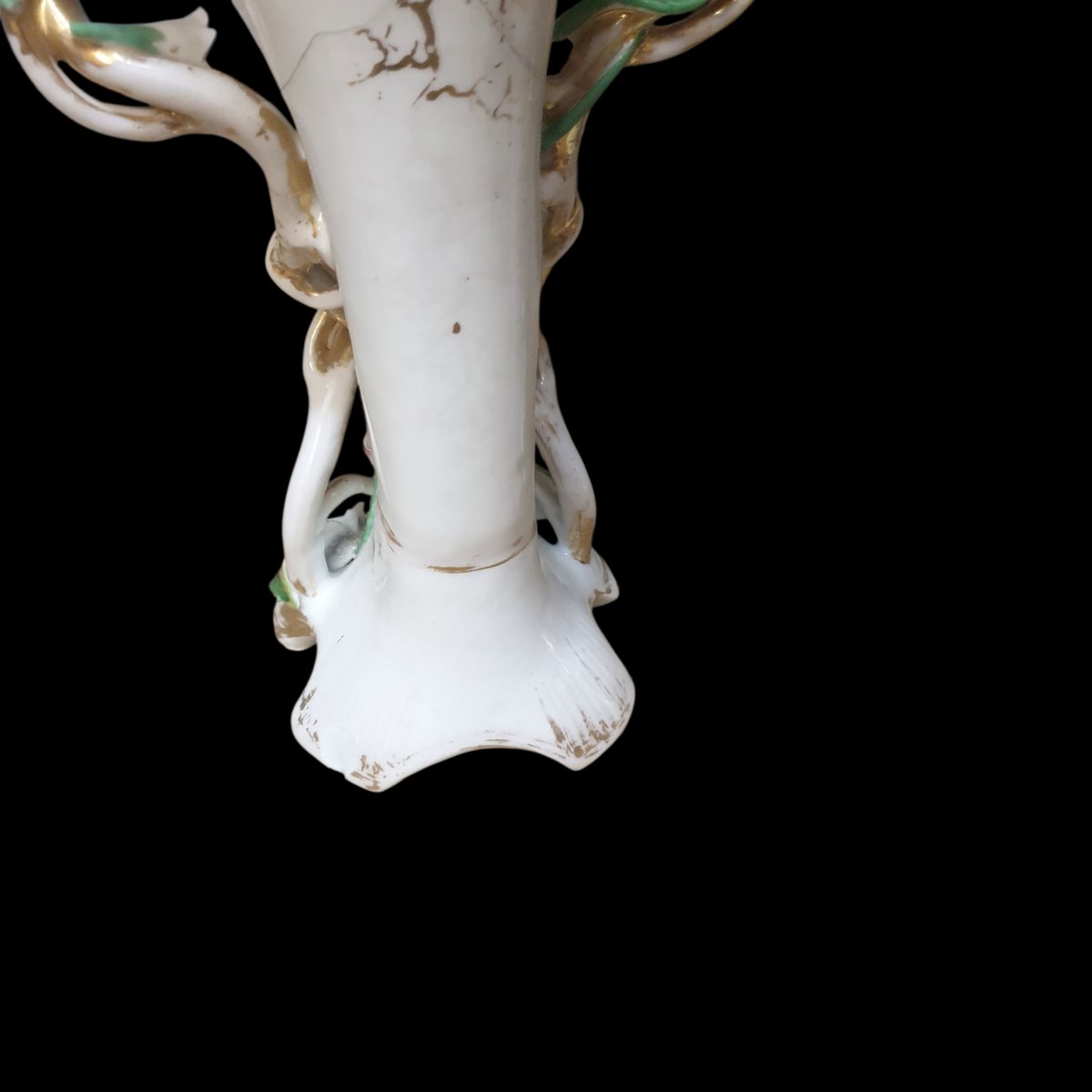 Pair Of Paris Porcelain Vases, Gilded And Polychrome, 19th Century, 32 Cm -photo-2