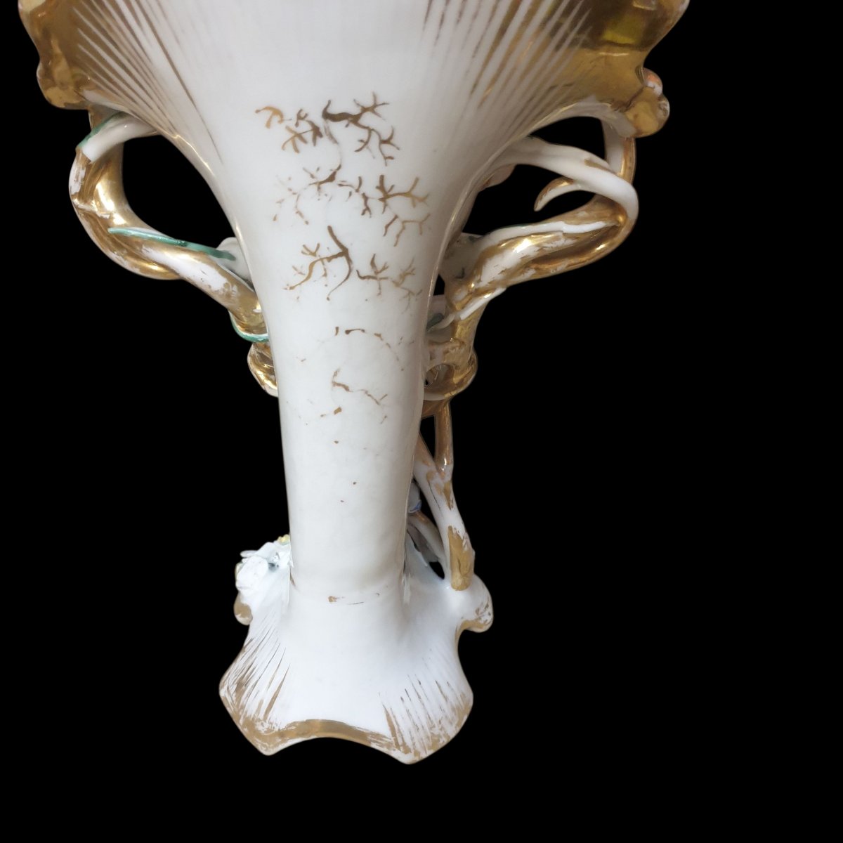 Pair Of Paris Porcelain Vases, Gilded And Polychrome, 19th Century, 32 Cm -photo-8
