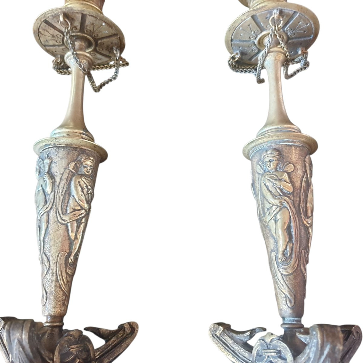 Pair Of Napoleon III Bronze Candelabra Candlesticks -photo-2