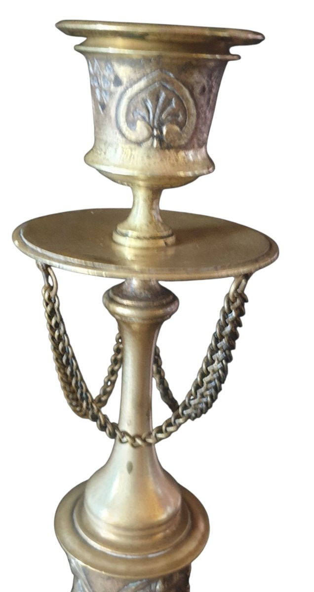 Pair Of Napoleon III Bronze Candelabra Candlesticks -photo-4