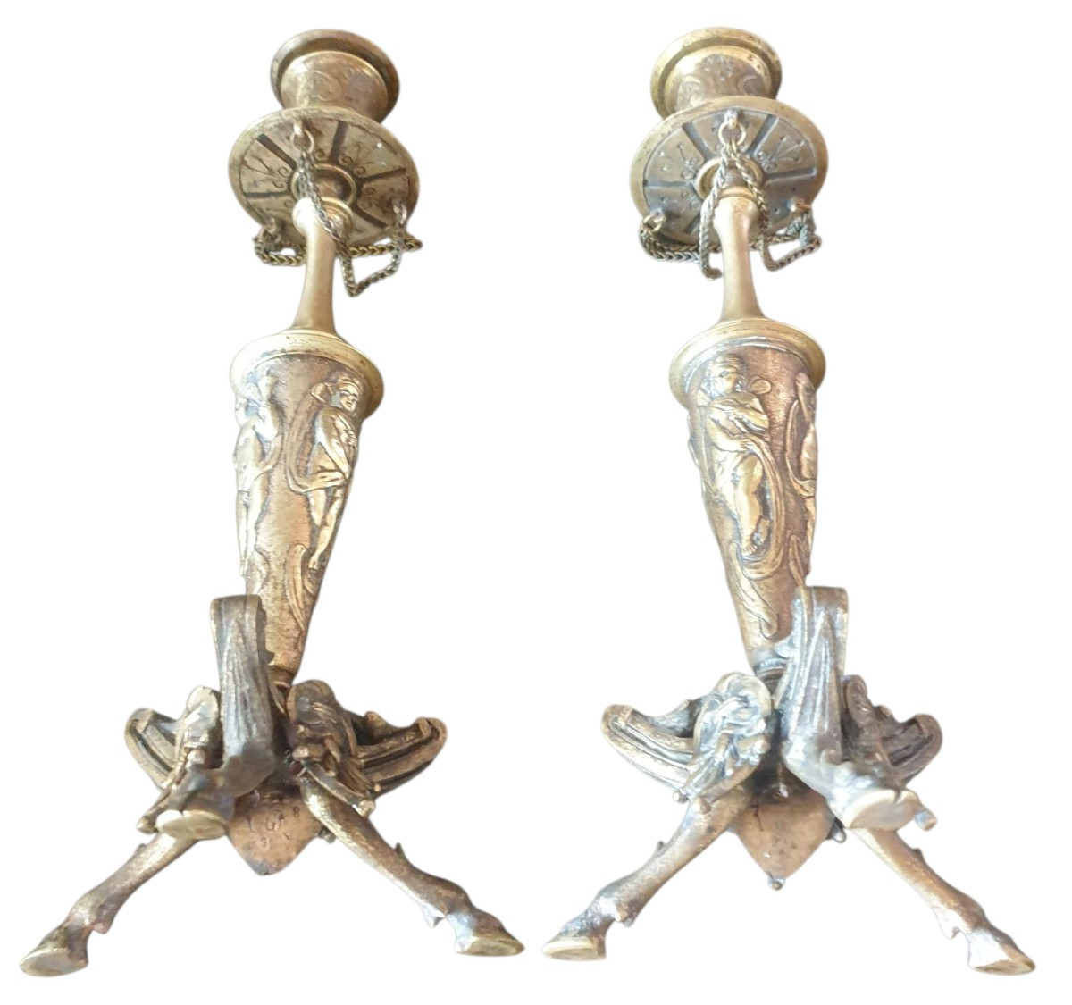 Pair Of Napoleon III Bronze Candelabra Candlesticks 
