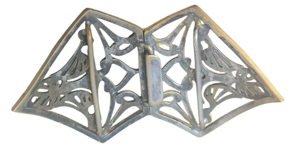 Art Nouveau Belt Buckle In Gold Metal -photo-4