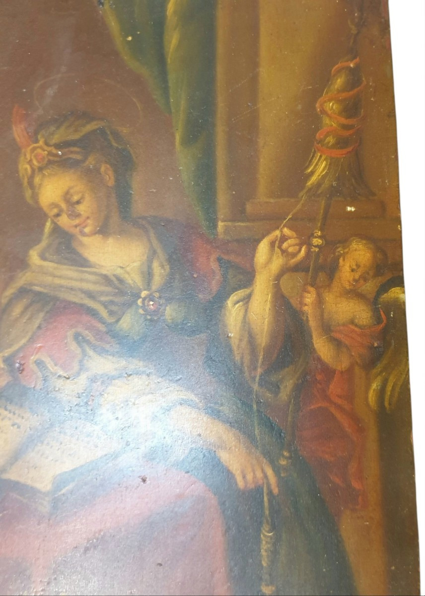 Saint Cecilia With Children Oil On Panel -photo-2