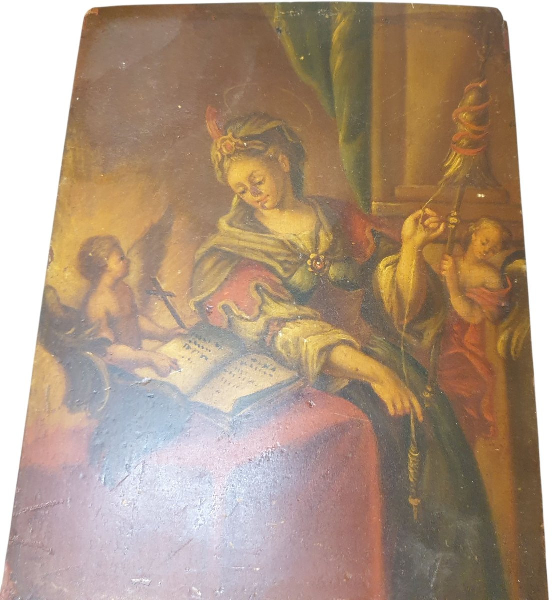 Saint Cecilia With Children Oil On Panel -photo-5