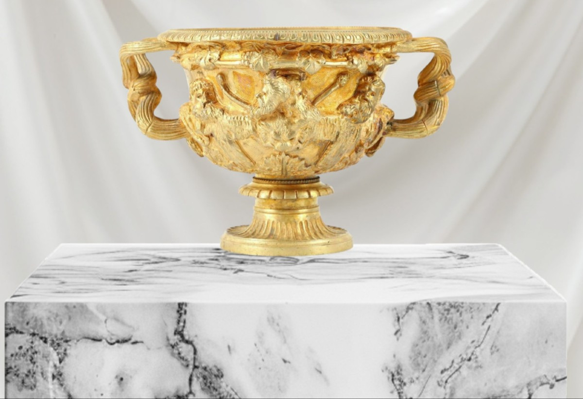 coupe pompéiennes à deux anses en bronze doré du Grand Tour XIXeme 