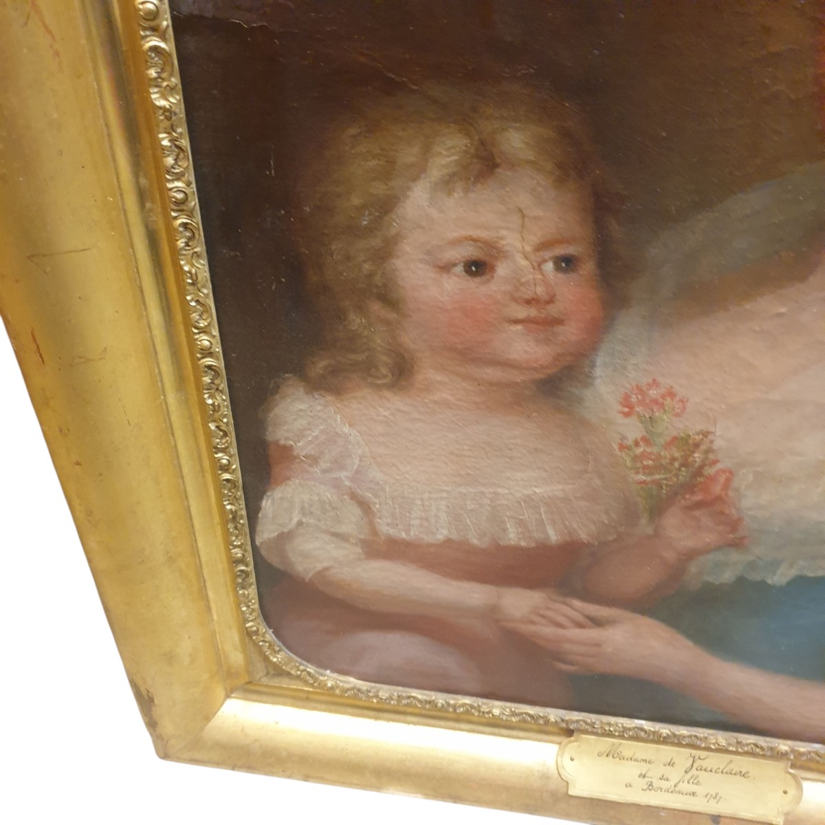 Huile sur toile femme et enfant 18eme  Bordeaux 1787-photo-2