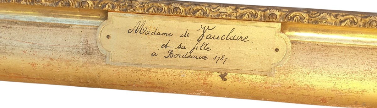 Huile sur toile femme et enfant 18eme  Bordeaux 1787-photo-3