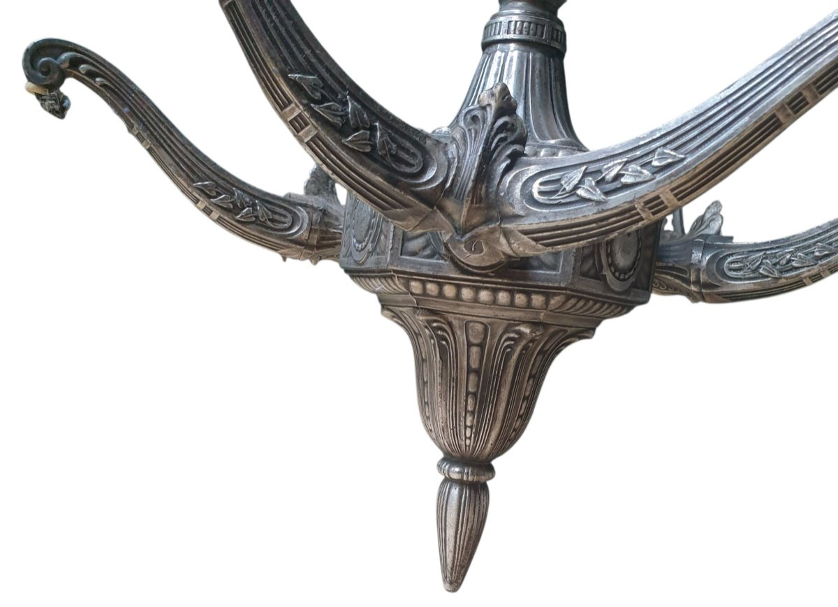 Lustre art déco bronze argenté circa 1930-photo-3
