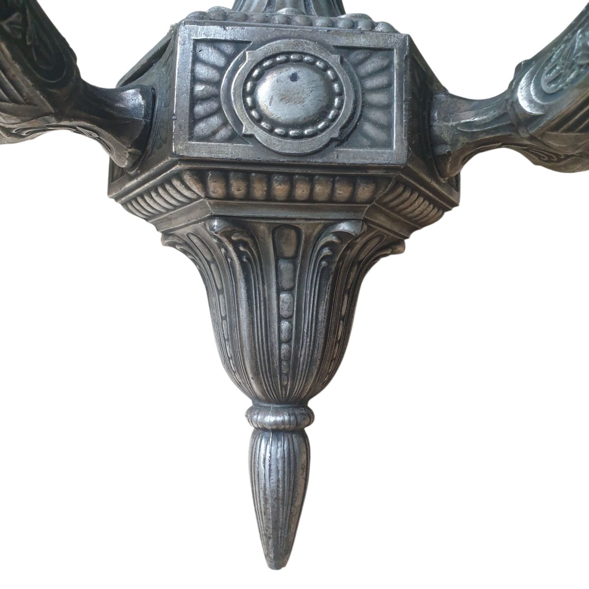 Lustre art déco bronze argenté circa 1930-photo-4