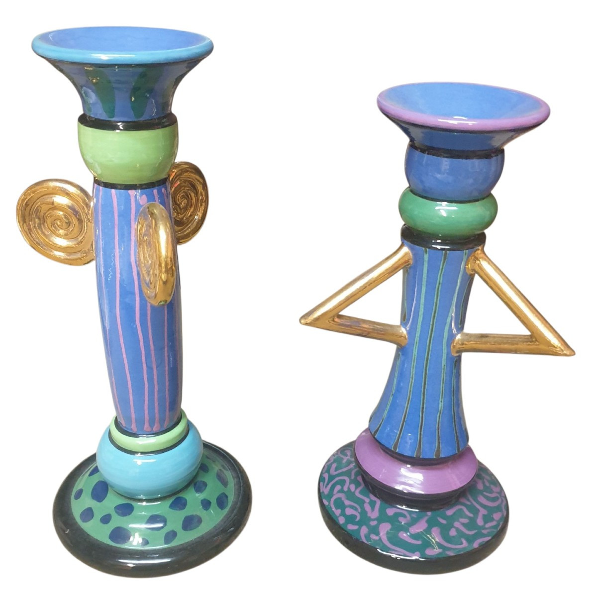 Deux boubougoirs en faience signé XXème