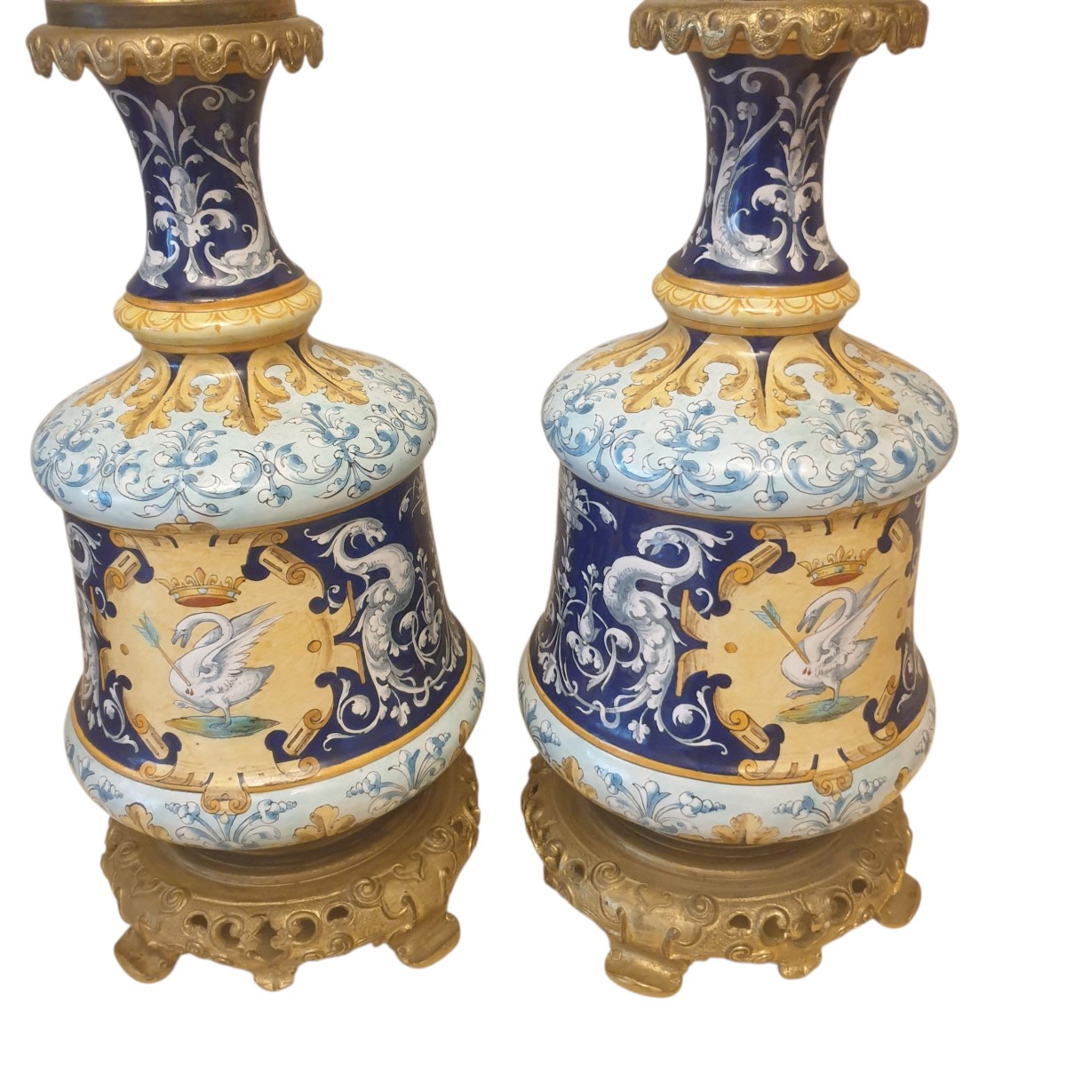 Paire de lampes Faïence de Blois XIXeme Electrifiées-photo-4