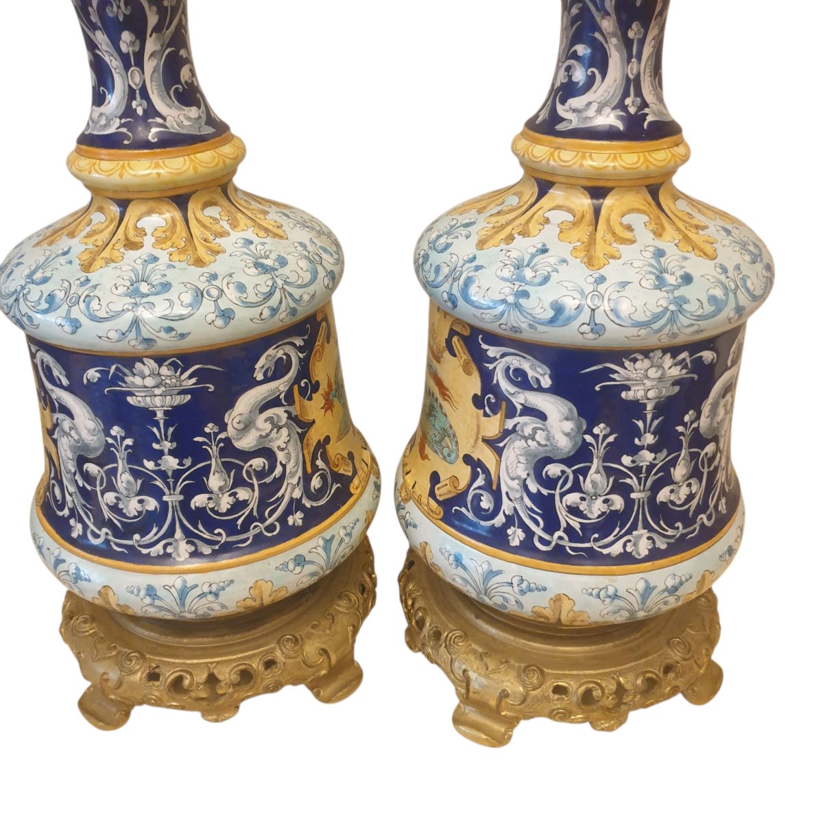 Paire de lampes Faïence de Blois XIXeme Electrifiées-photo-1