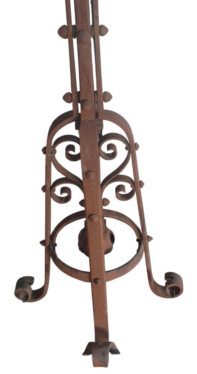 Important Wrought Iron Church Candle 180 Cm 20th Century -photo-2