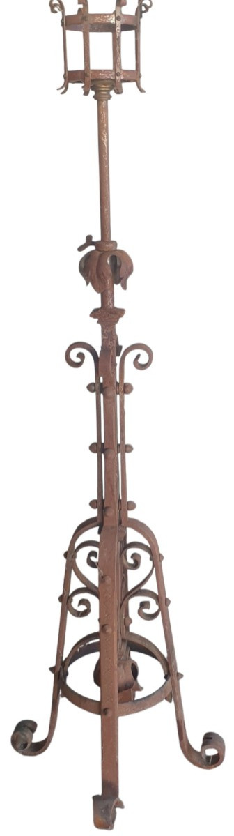 Important Wrought Iron Church Candle 180 Cm 20th Century 