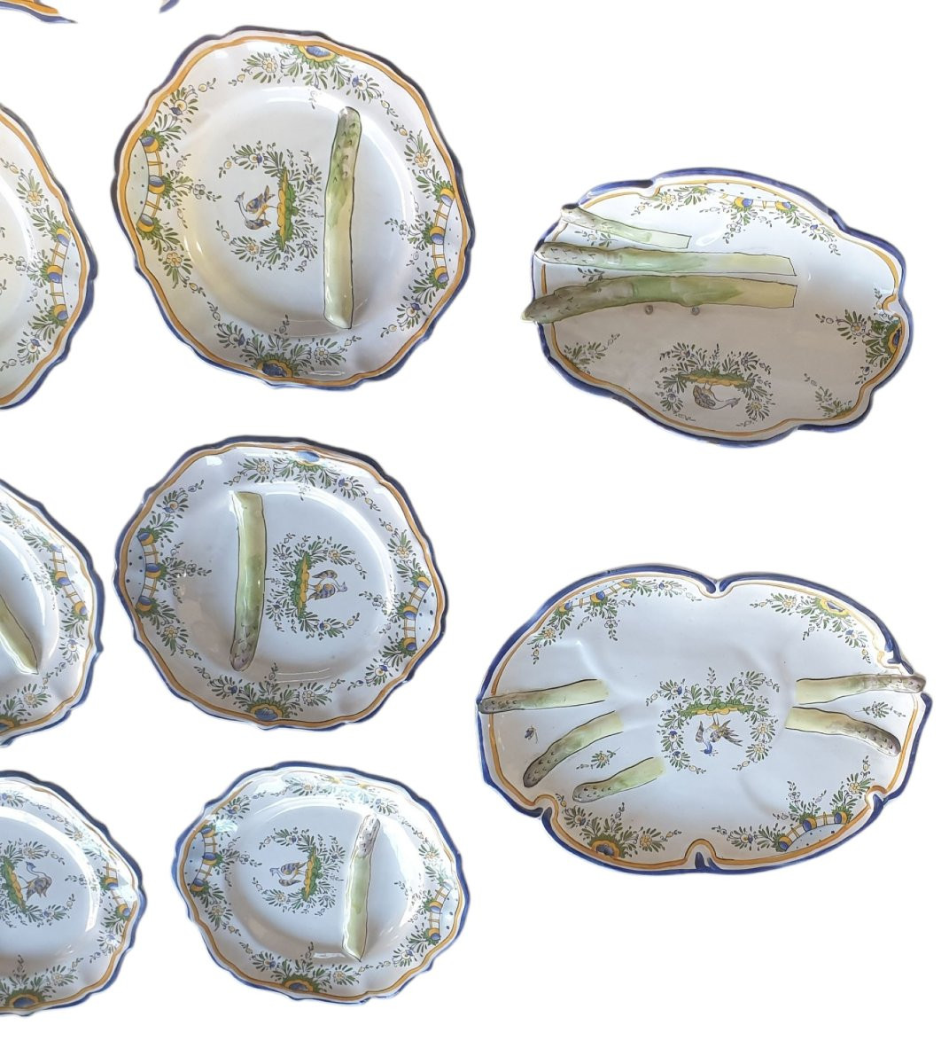 Alfred Renoleau services a asperges en faience 13 pièces -photo-2