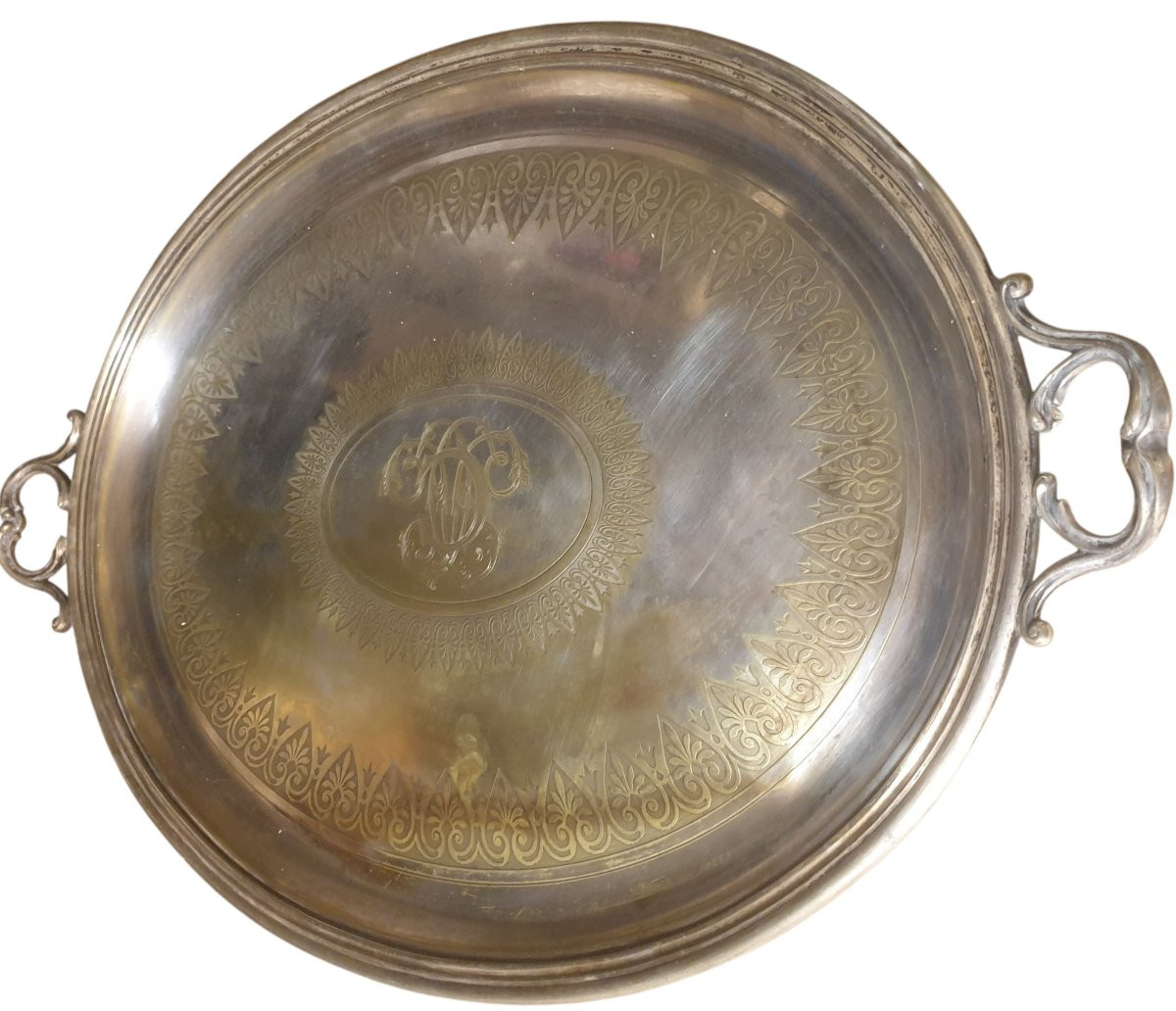 Huge Serving Dish In Silver-plated Bronze, 78 Cm Long, 5 Kg, 19th Century -photo-2