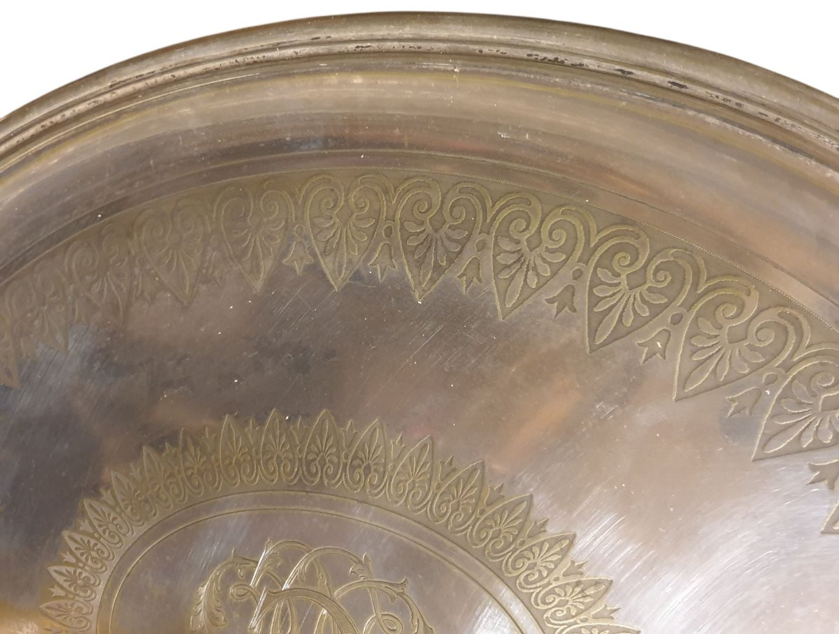 Huge Serving Dish In Silver-plated Bronze, 78 Cm Long, 5 Kg, 19th Century -photo-3