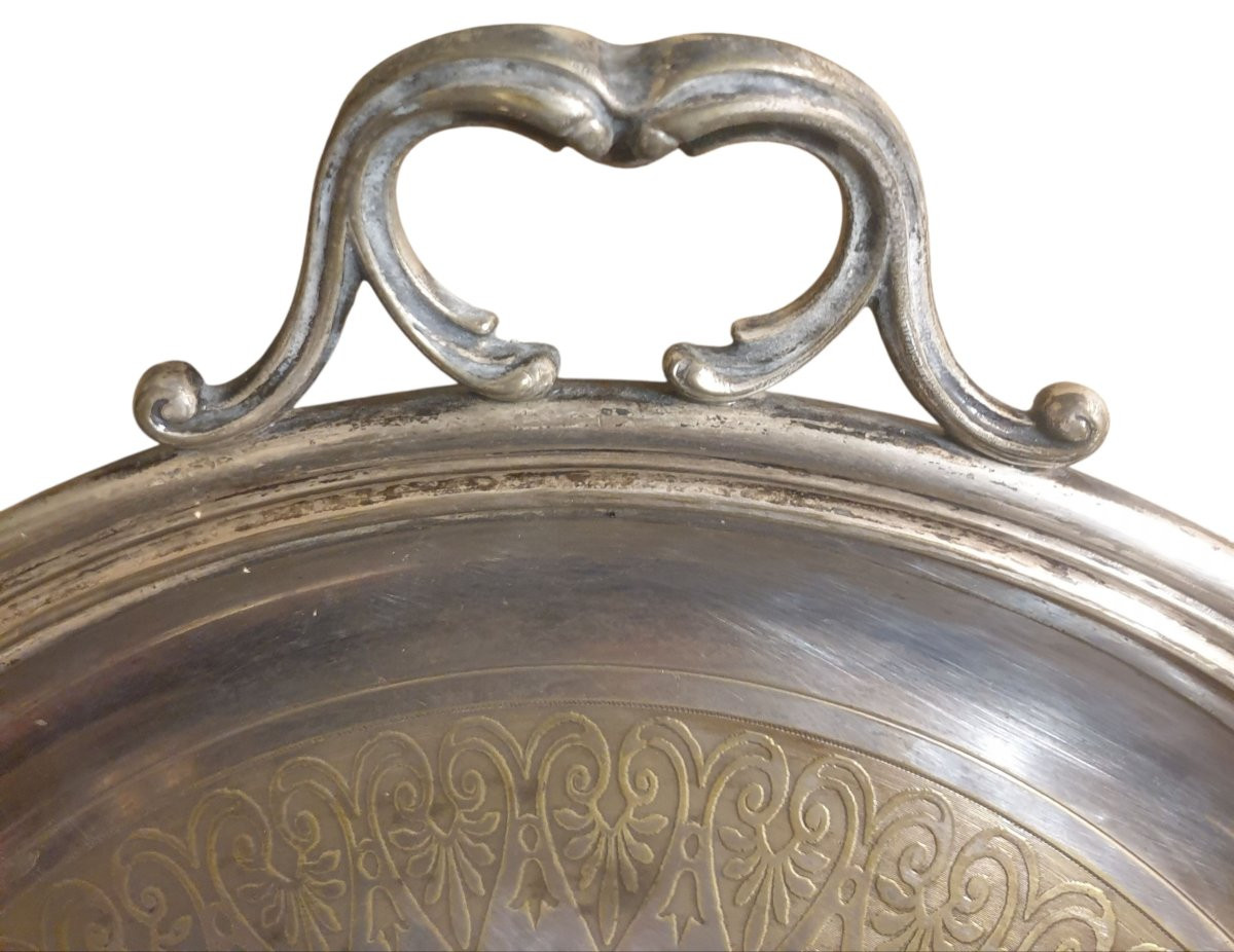 Huge Serving Dish In Silver-plated Bronze, 78 Cm Long, 5 Kg, 19th Century -photo-4