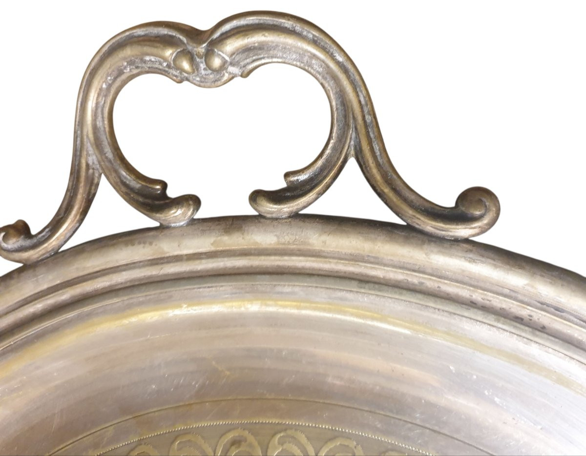 Huge Serving Dish In Silver-plated Bronze, 78 Cm Long, 5 Kg, 19th Century -photo-5