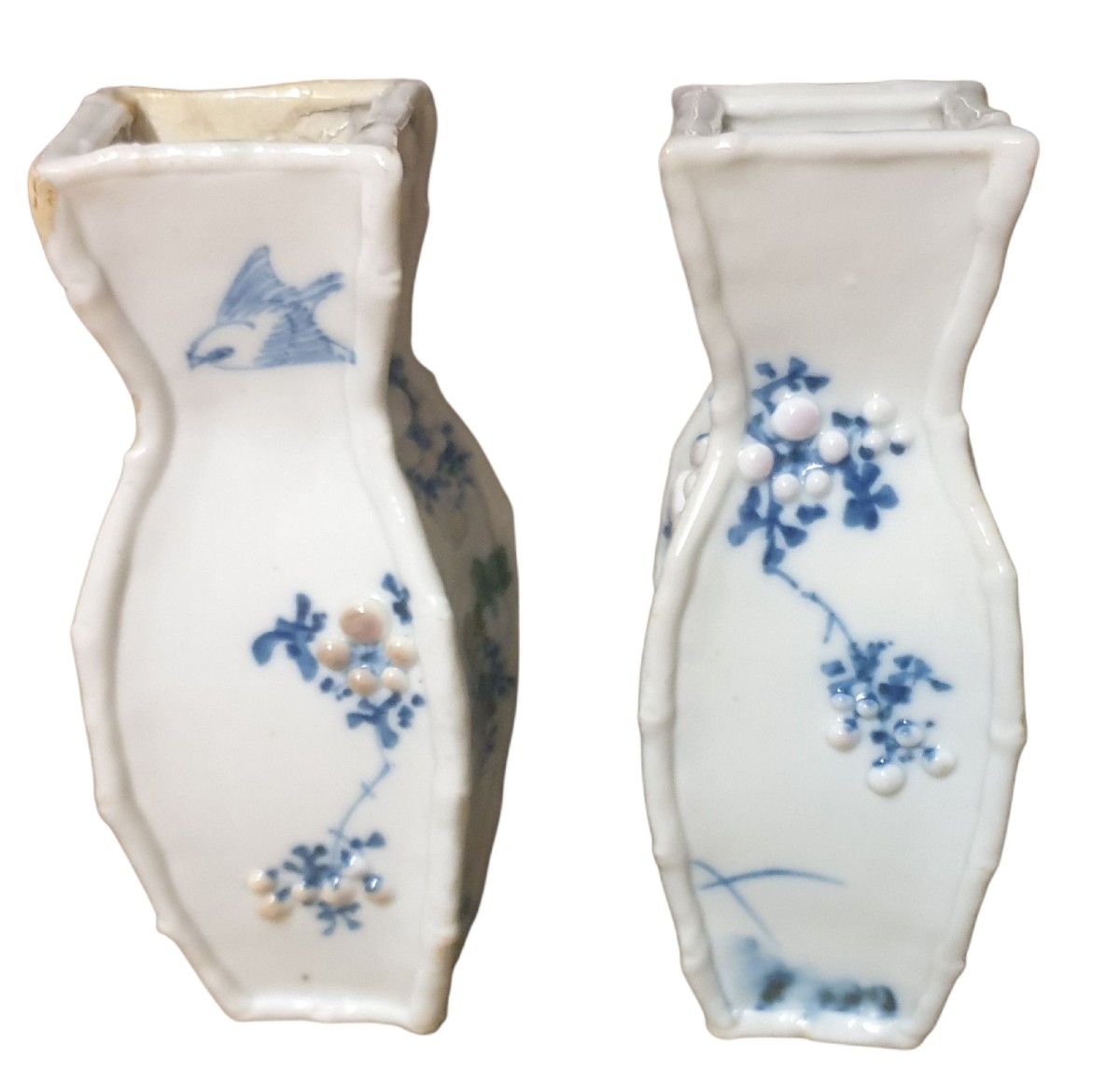 Paire de petites vases en porcelaine de chine bleu et blanc-photo-2