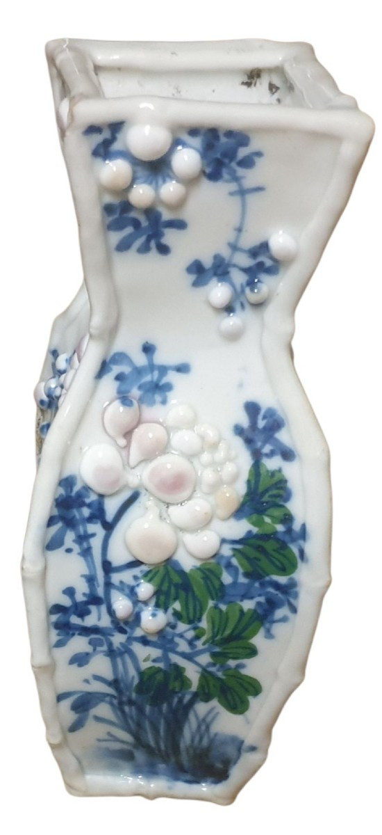Paire de petites vases en porcelaine de chine bleu et blanc-photo-3