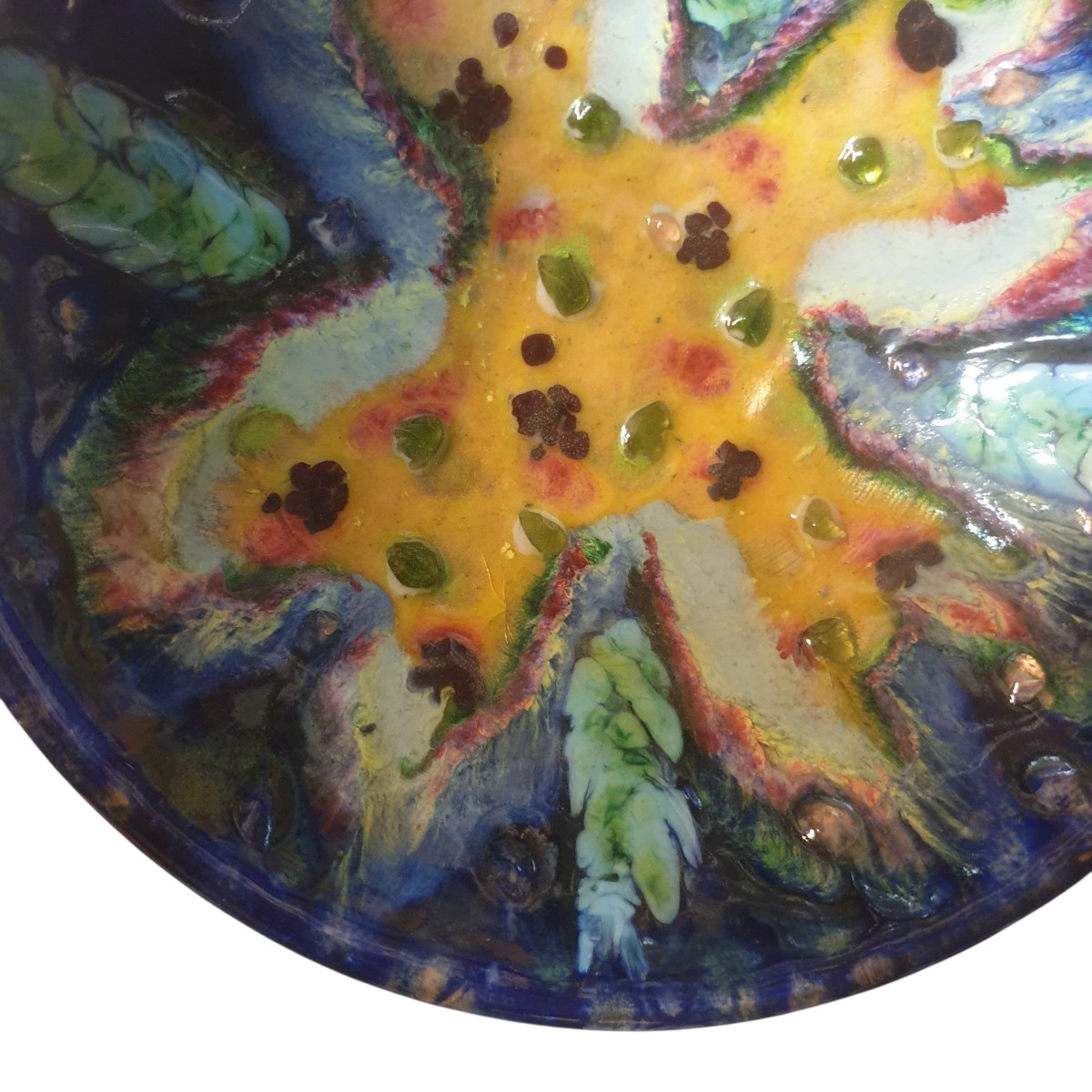 Plateau artisanal en cuivre émaillé du milieu du siècle dernier par Capo Esmaltes circa -photo-3