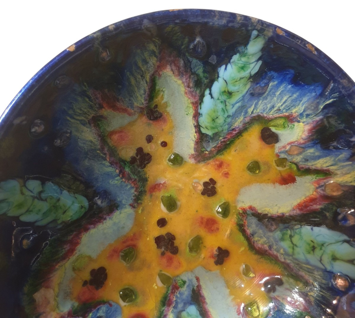 Plateau artisanal en cuivre émaillé du milieu du siècle dernier par Capo Esmaltes circa -photo-4