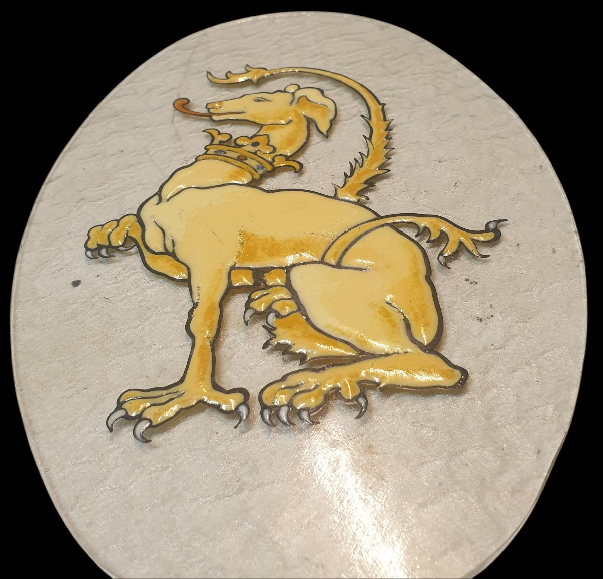 Deux plaques de vitraux Héraldiques en verre émaillée -photo-2