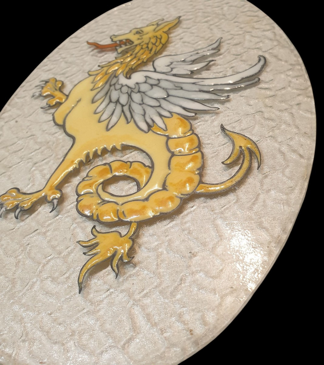 Deux plaques de vitraux Héraldiques en verre émaillée -photo-3