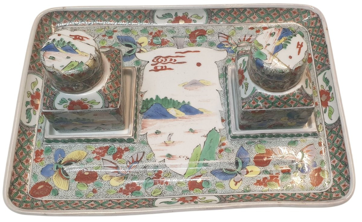 Chinese Famille Verte Porcelain Inkwell From The Late 19th Century-photo-6