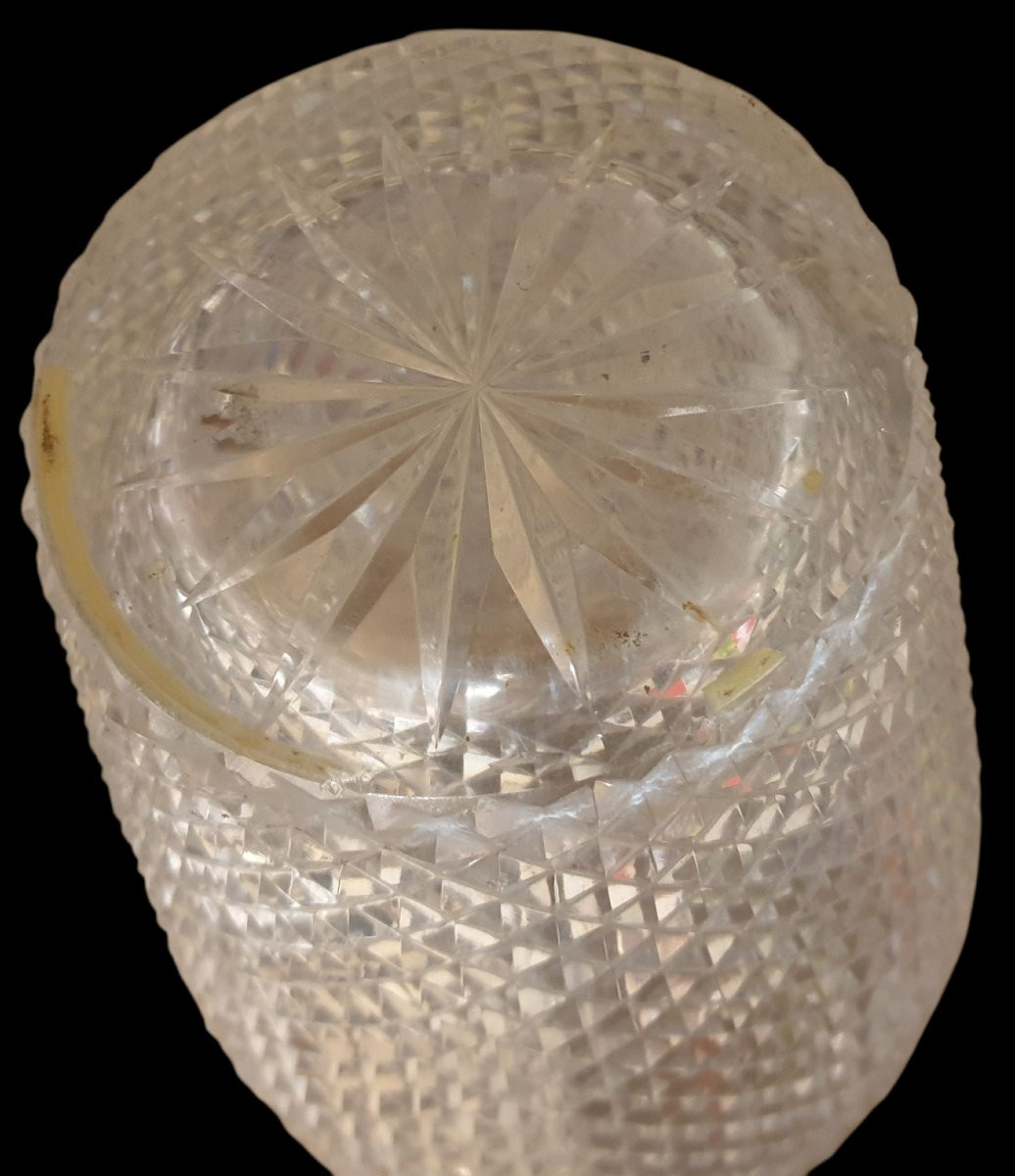 Important Saint Louis Baluster Vase In Diamond-cut Crystal H 27 Cm-photo-1
