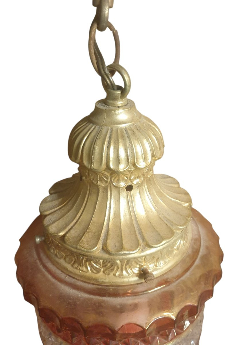 Lanterne d'alcove bronze et cristal circa 1950-photo-1
