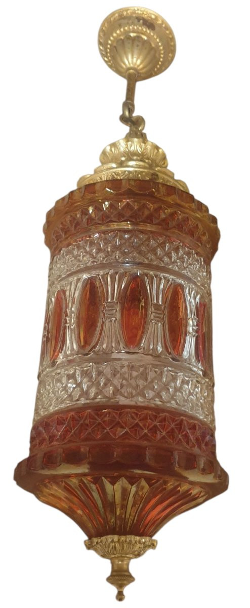 Lanterne d'alcove bronze et cristal circa 1950-photo-4