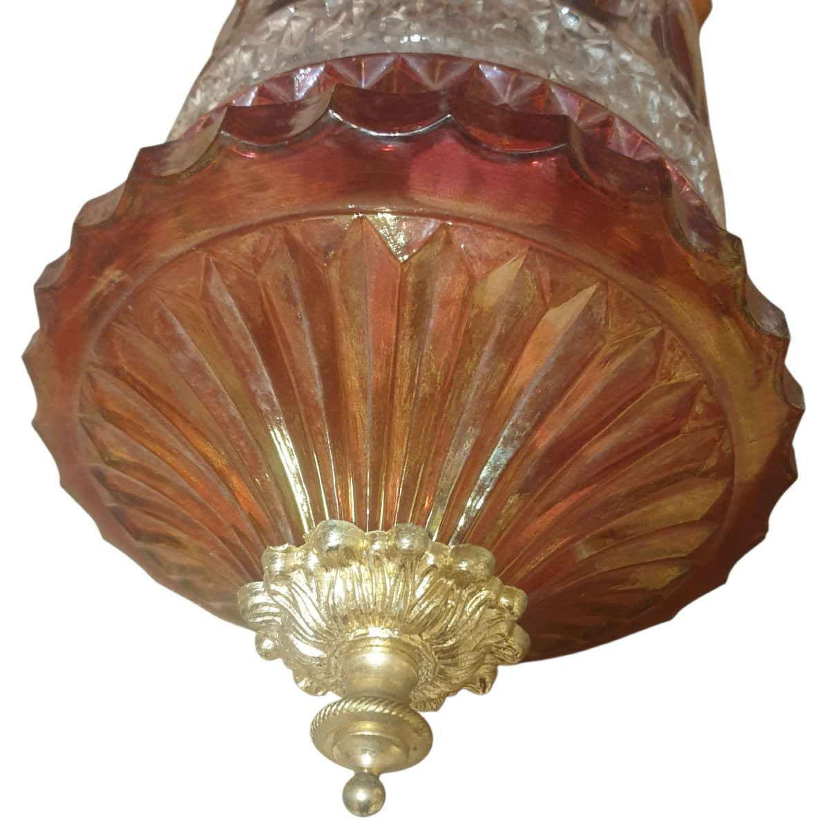 Lanterne d'alcove bronze et cristal circa 1950-photo-5