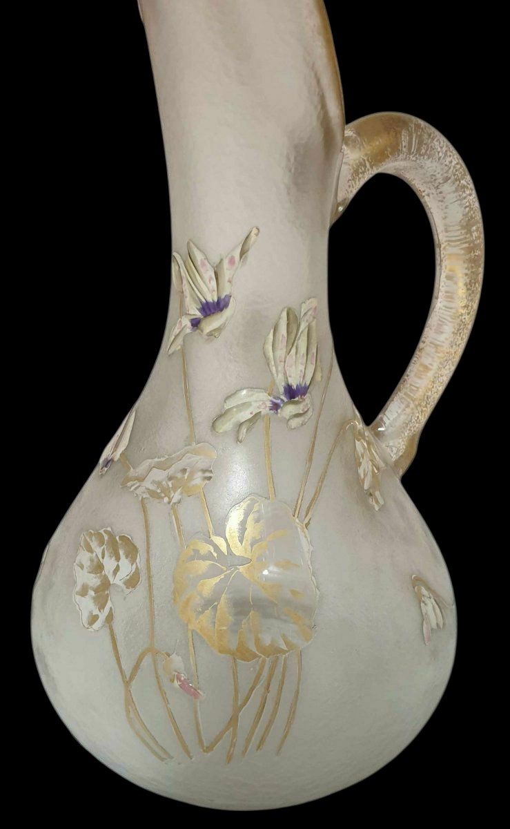 montjoye pichet émaillé Fleurs et dorure circa 1900-photo-2