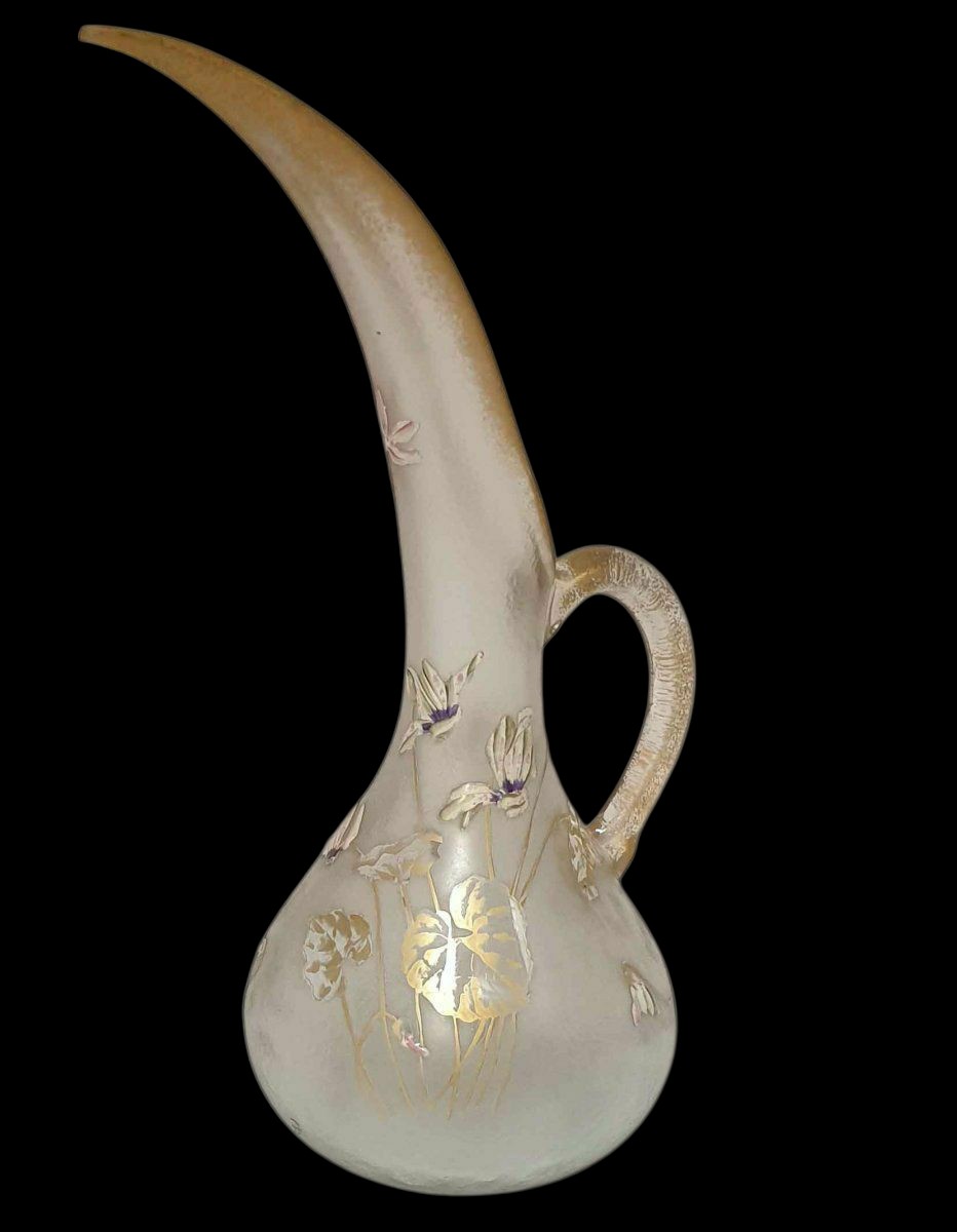 montjoye pichet émaillé Fleurs et dorure circa 1900