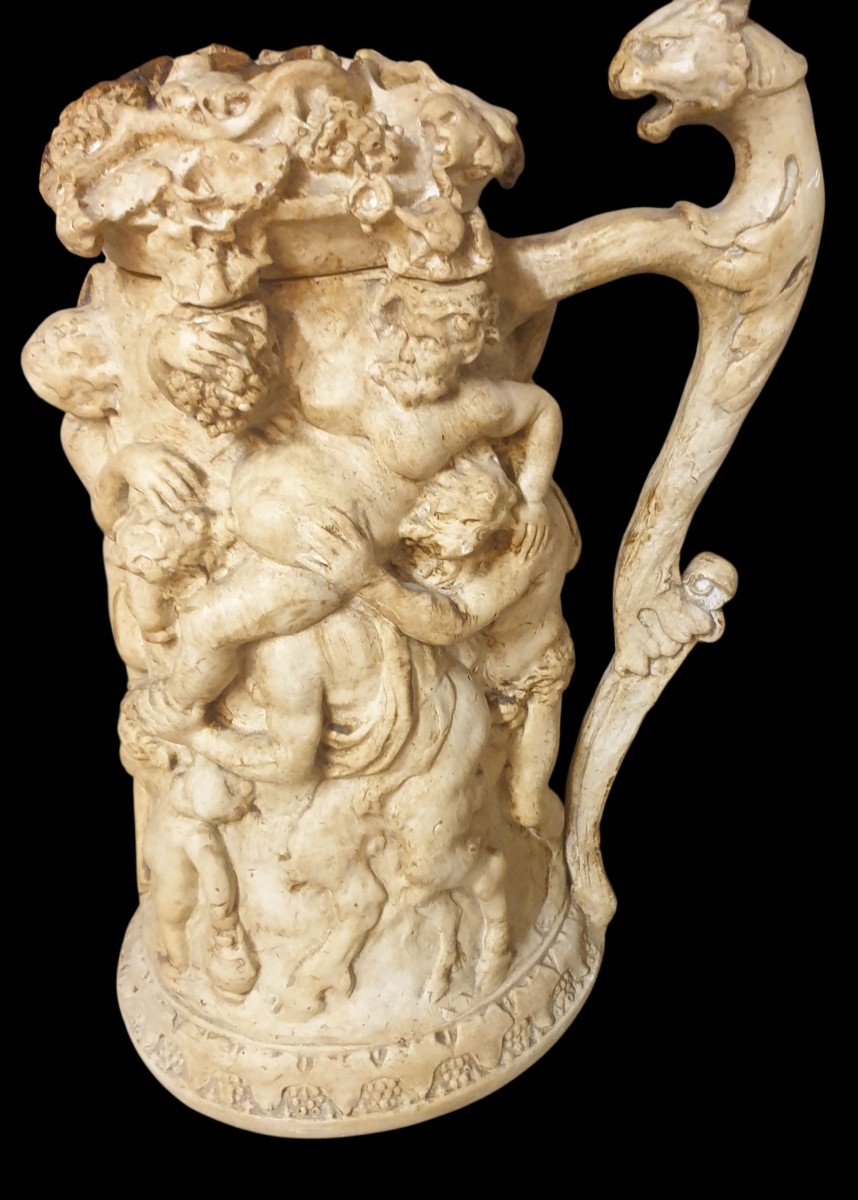Terracotta Tankard The Triumph Of Silenus Height 37 Cm XIXth 