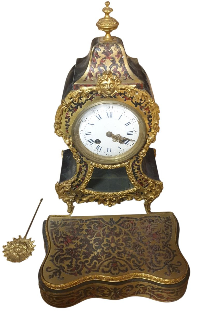 Napoleon III Clock With Tortoiseshell Marquetry, Brass And Gilt Bronze -photo-2