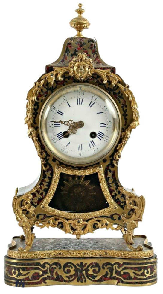 Napoleon III Clock With Tortoiseshell Marquetry, Brass And Gilt Bronze 
