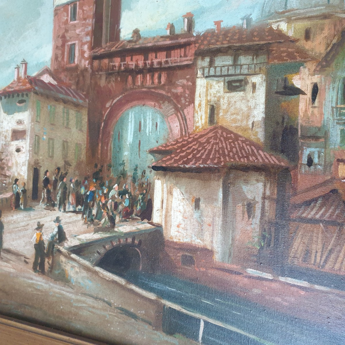 Saltzeli Italian School Landscape Of Animated Venice Oil On Canvas Signed-photo-2