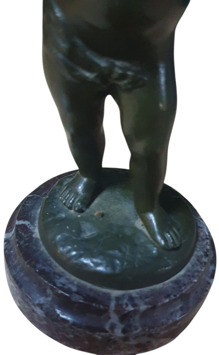 Clodion Bronze Sculpture Of A Child Playing The Pan Flute-photo-3