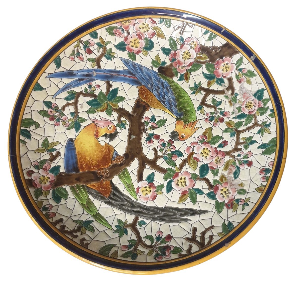 Paire de plats vieillard caranza à restaurer Diamètre 35 cm 