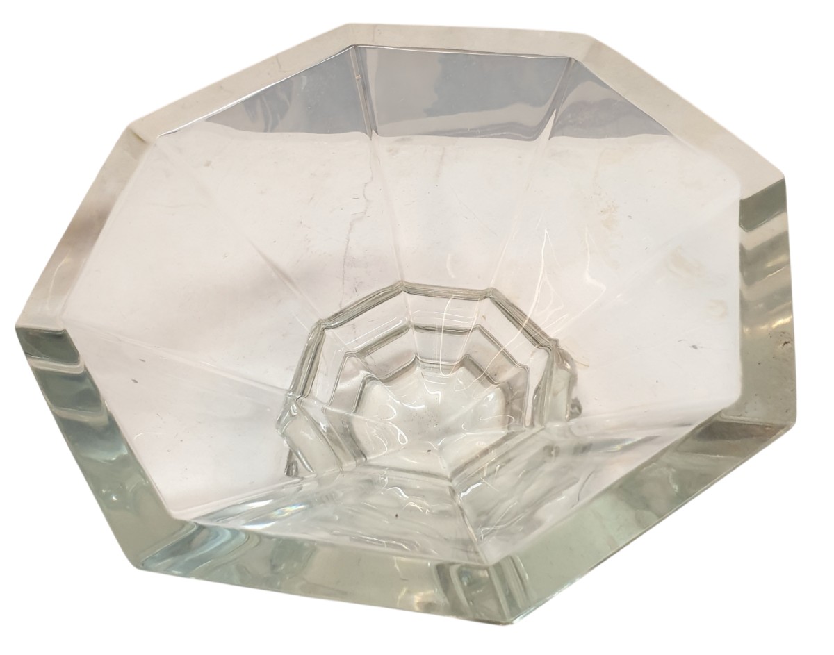 Baccarat Large Crystal Bowl, 4.5 Kg, Signed, Sea Green Color -photo-2