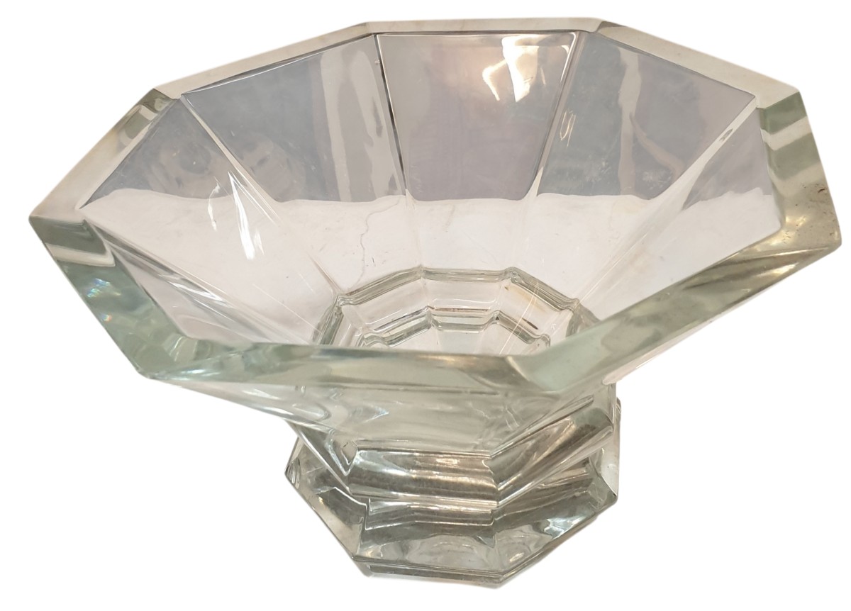 Baccarat Large Crystal Bowl, 4.5 Kg, Signed, Sea Green Color 