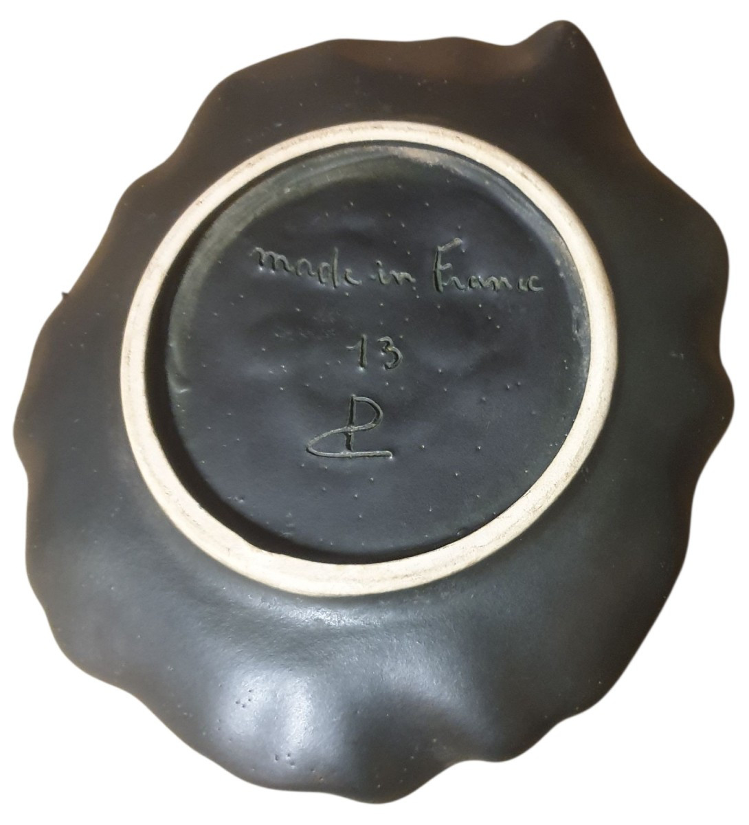 Paul Chambost Ceramic Cabbage Leaf Trinket Tray Circa 1960-photo-3